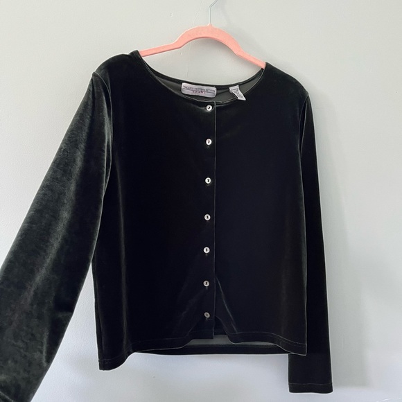 Vintage Green Velvet Cardigan Small - Picture 1 of 4